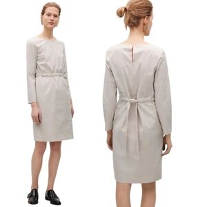COS Light Beige Drawstring Waist Midi Dress